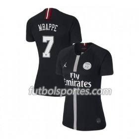 Camisetas Paris Saint Germain Mbappe 7 Jordan Negro Mujer Tercera Equipacion 2018/2019
